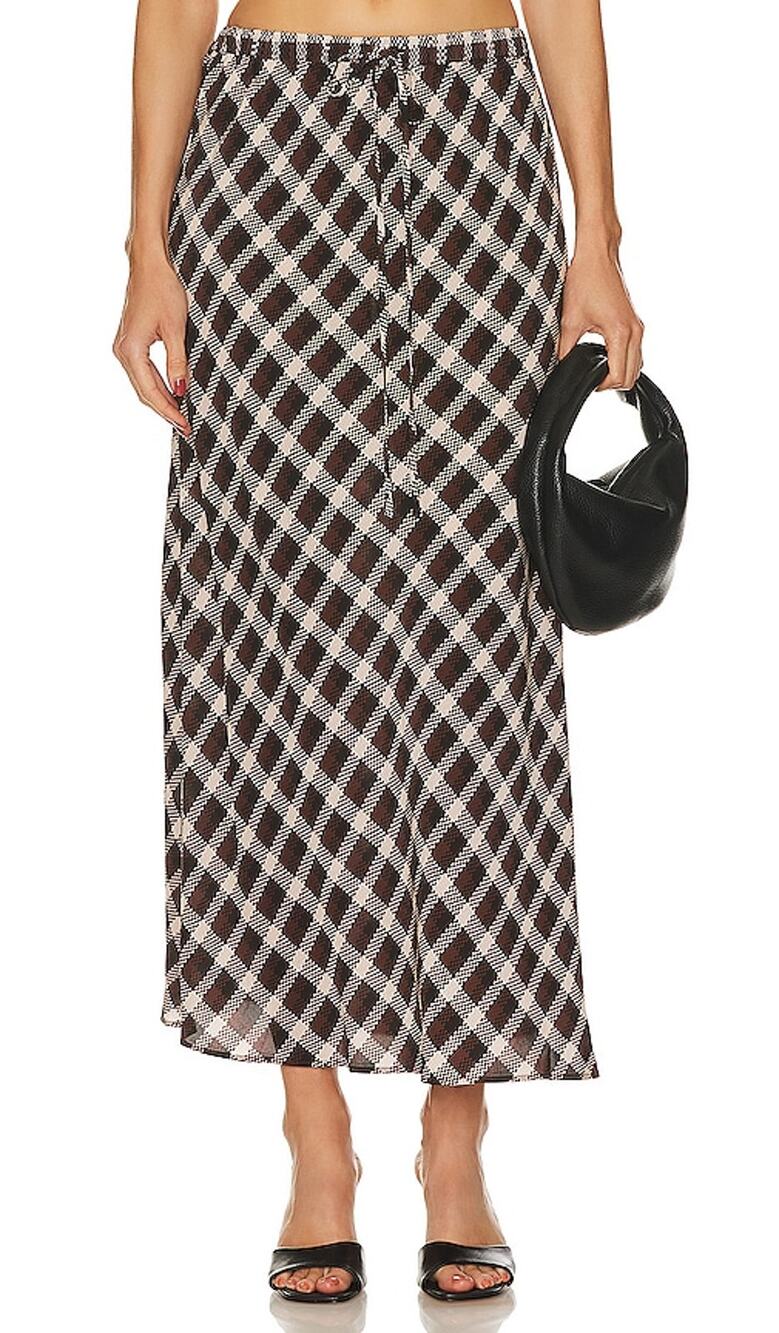 Bec + Bridge Checked Brown Chiara Skirt Size 6